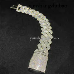 Four Rows Heavy Miami Bracelet D Color Vvs Moissanite k Chain Solid Sier Hip Hop Men Jewelry Cuban