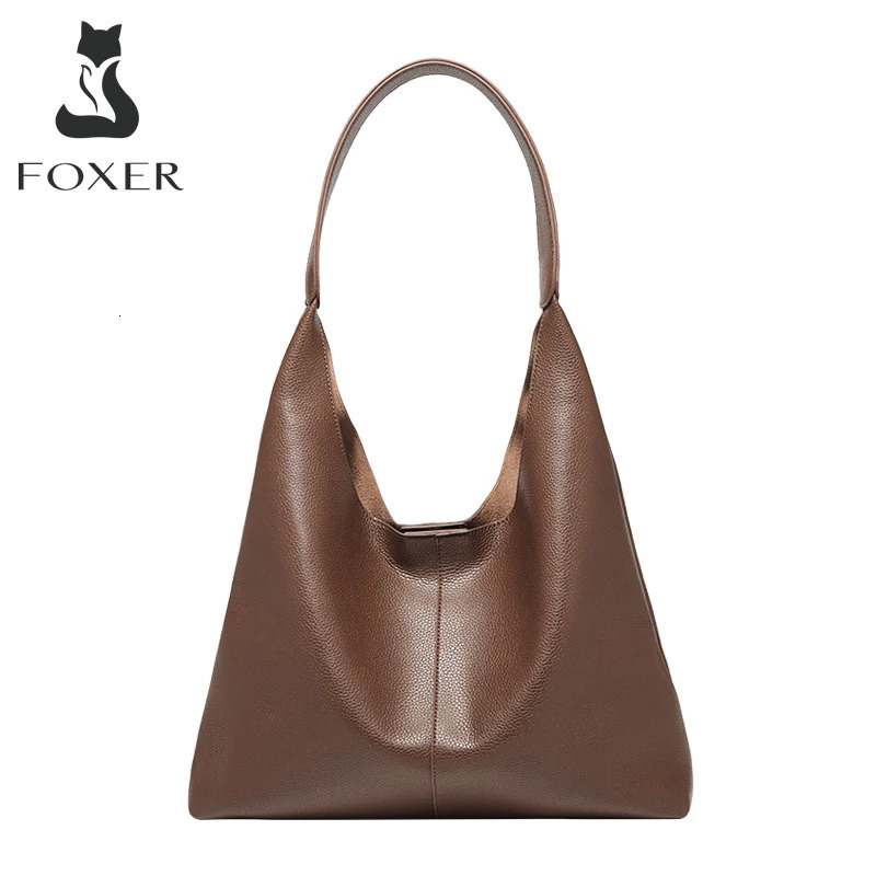 FOXER Minimalist Winter Split Leather Womens Underwear Handbag Cowboy Handbag Womens Large Casual Stray Shoulder Bag Christmas Gift 241107