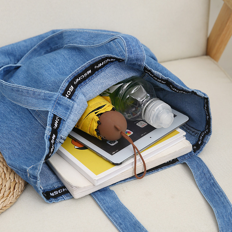 New Design Women Denim Shoulder Bag Girls Light Blue Canvas Cloth Handbag Female Shopping bag Lady School Books Bag Casual Totes