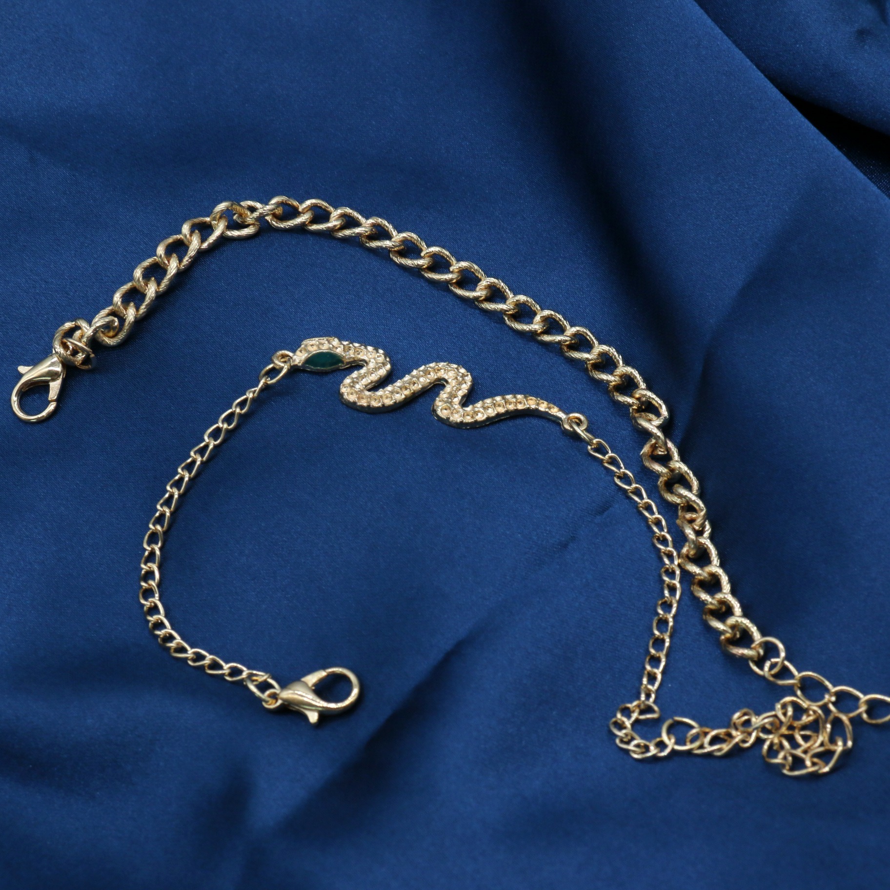 Cross Border Foreign Trade Fashion Simple European and American Cross-border Personality Punk Style Snake Pendant Chain Bracelet Set