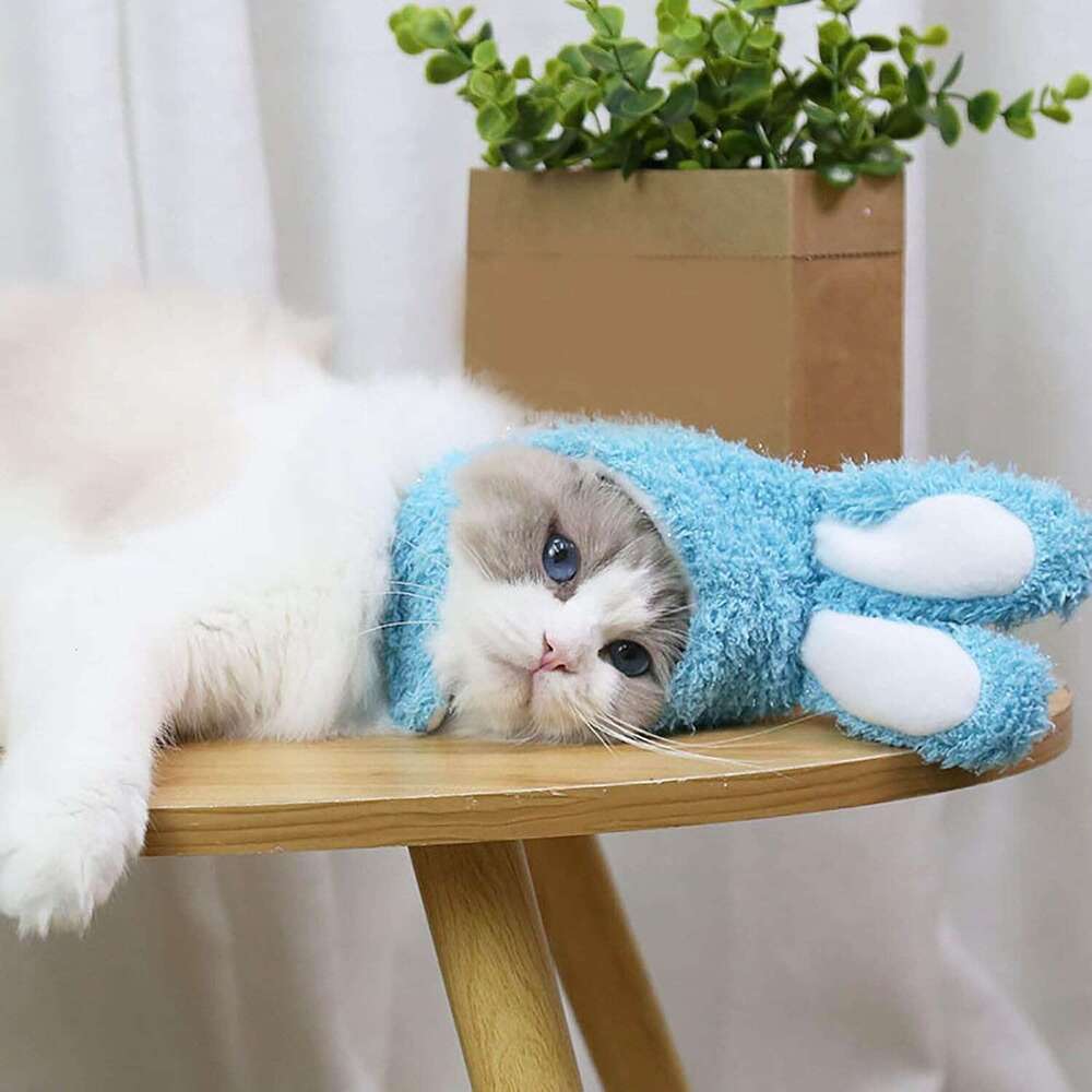 Easter Cute Costume Bunny Rabbit Hat with Ears for Cats & Small Dogs Party Pet Accessory Headwear 1PC (Blue, One Size)