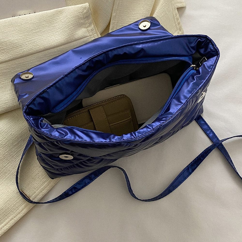 Women Fashion Chain Crossbody Bags Winter Cotton Padded Quilted Shoulder Bag Casual Simple Female Girls Handbags