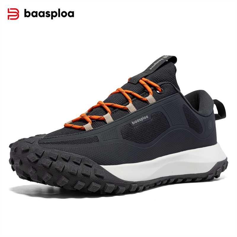 Baasploa Men Hiking Shoes Outdoor Walking Shoes Male Waterproof Camping Non Slip Sneakers