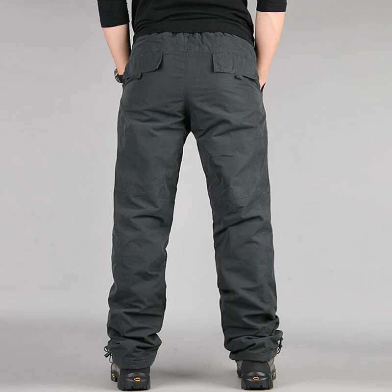 Winter Thicken Fleece Pants Men Casual Warm Overalls Multi-pocket Militarmy Trousers Thermal Cargo Tactical Pants Mens Clothing LX241107