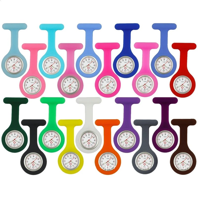 10pcslot Soft silicone nurse doctor pocket watches fashion hospital brooch pins pandant gift for women mens 240327
