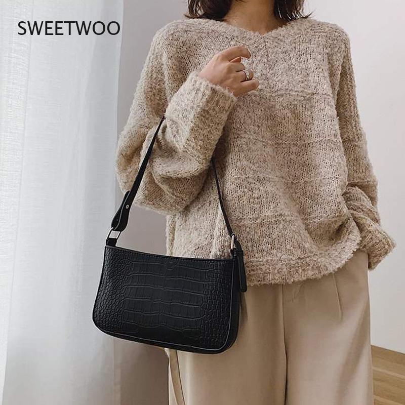 Bolsos de mensajero con patrón de cocodrilo Retro para mujer, bandoleras de piel sintética con solapa, bolsos cruzados sólidos informales para mujer