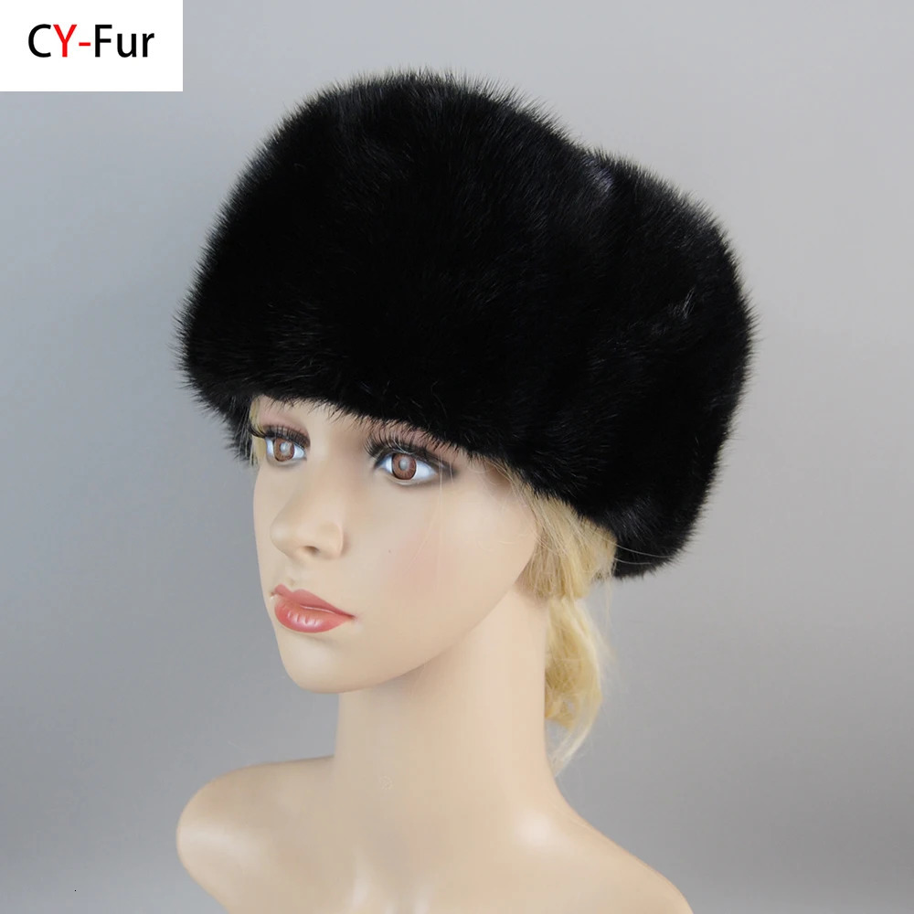Winter Neutral Genuine Mink Bomber Hat Genuine Marten Head Warm Black/Brown Hat 241106