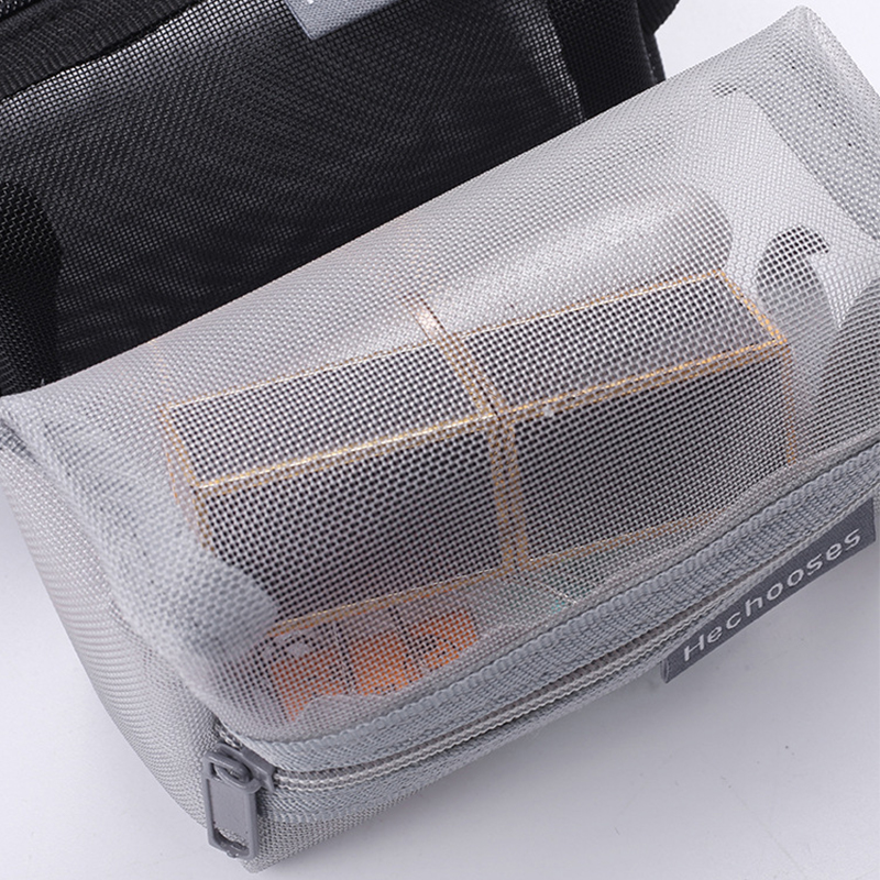 Nylon Square Mesh Coin Purse Large Capacity Key Card Case Coin Pocket Transparent Storage Bag Pouch Mini Cosmetic Bag
