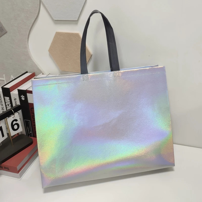 20 pieces/laser shoulder bags shoe shopping bags high-end non-woven bags shopping mall bags clothing packaging bags 241106