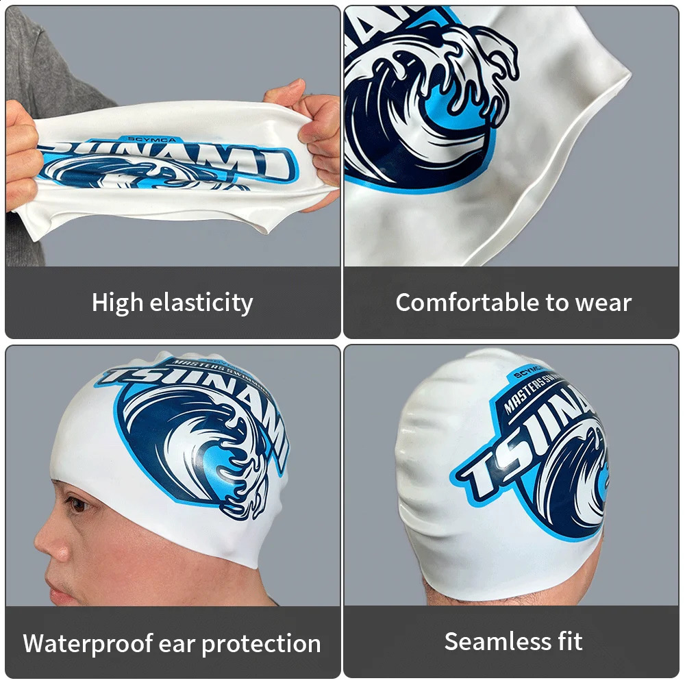 Custom arena training silicone magic competition swimming cap keep hair dry seamless swim 240403