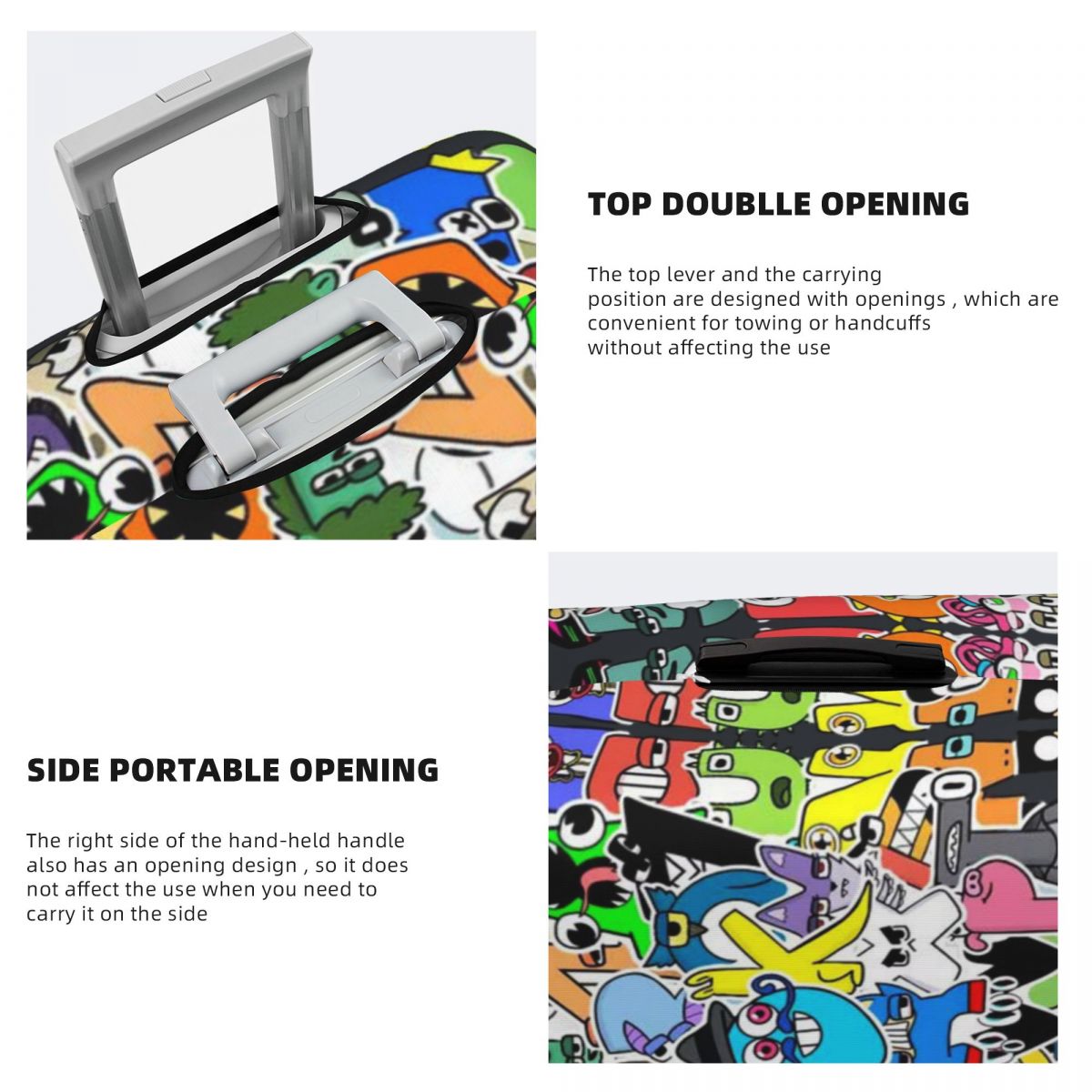 Game Alphabet Lore Suitcase Cover Cartoon Holiday Cruise Trip Strectch Luggage Case Protection