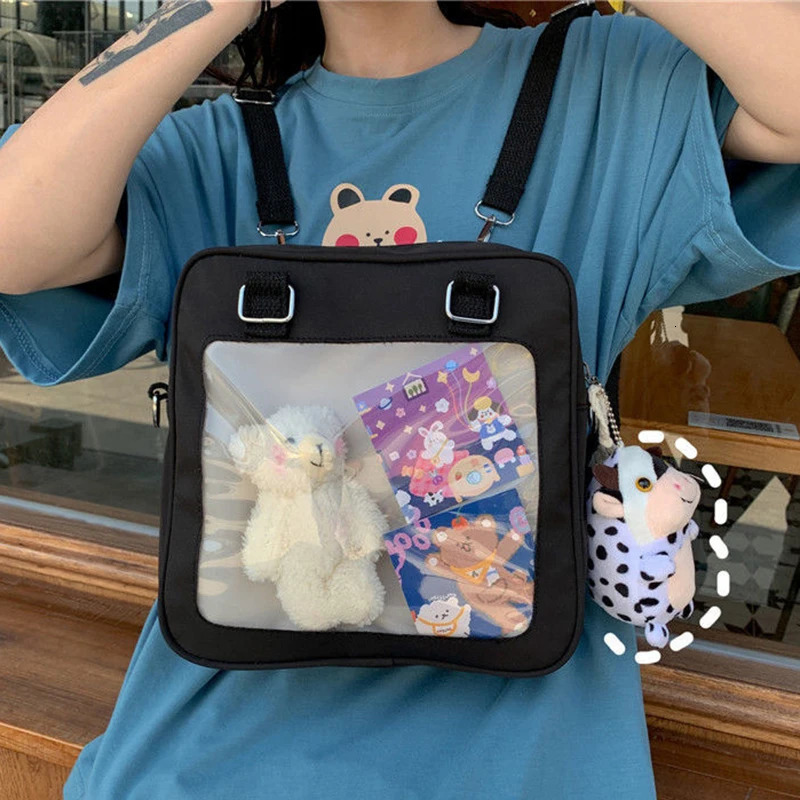 Richme Harajuku Summer Ita Bag Womens Fashion Japanese Style Stduients Nylon See Through Womens Bag Trend Backpack 241107