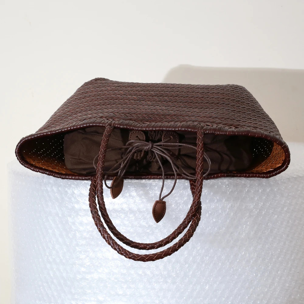 Handbags Women's Genuine Leather Shoulder Weaving Casual Shopping Bag Vintage Big Tote Purse Cowhide Cross Hand Bags Lady Sleek design BagVoyage