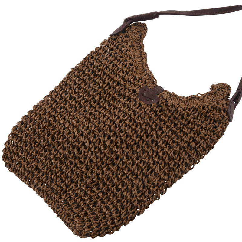 Fabric bags Shoulder Straw Summer of Women Fabric Crossbody Bags Canvas Jute Beach Travel Bag Brown