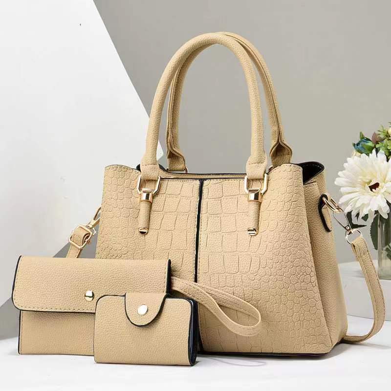 Fashion Crocodile Print Women Handbag Versatile Three-piece Feminina Bag Detachable Strap Zipper Crossbody Bucket Bag