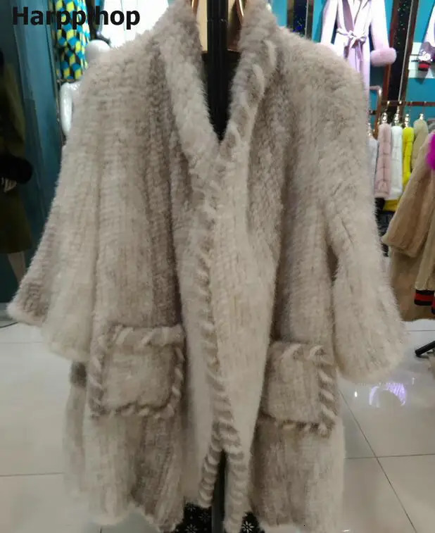 Winter genuine leather knitted mink coat jacket womens fur trench coat pajamas strapless 241107