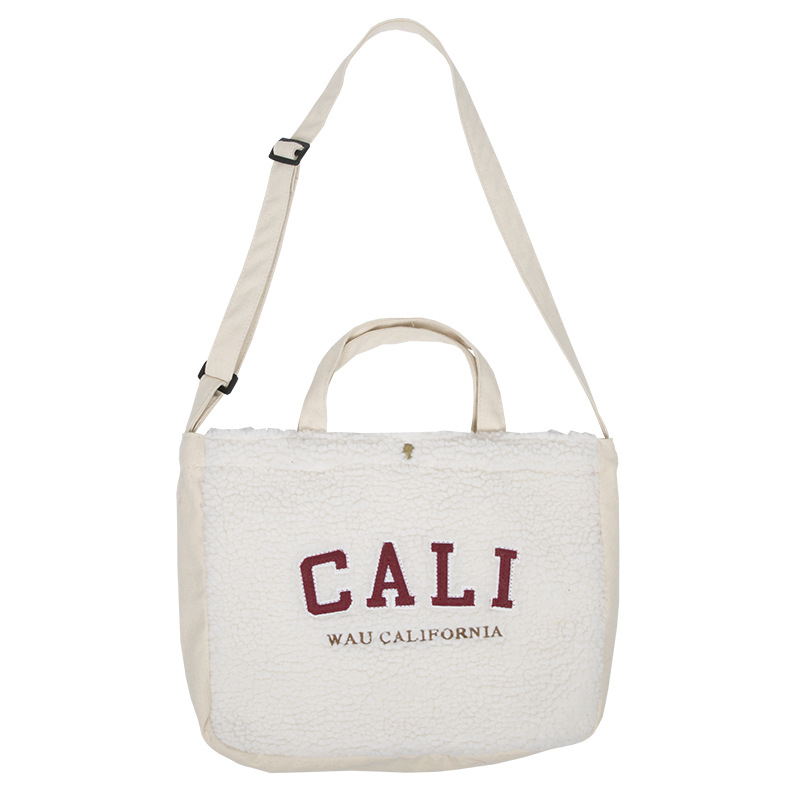 Women Canvas Shoulder Bag Large Capacity California Embroidery Crossbody Messenger Bag Simple Cloth Purse Handbag Tote For Girls