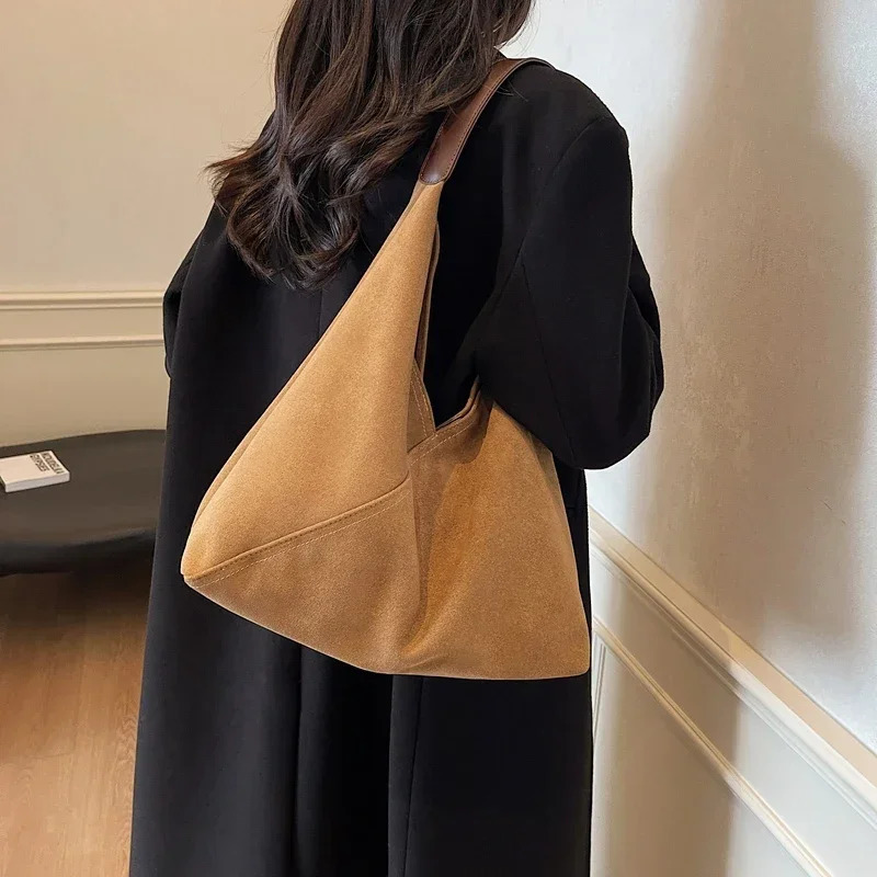 LEFTSIDE Retro 2-piece/Set Artificial Suede Womens Underwear Bag Winter Y2K Womens Fashion Stray Bag Womens Shoulder Bag Handbag 241106