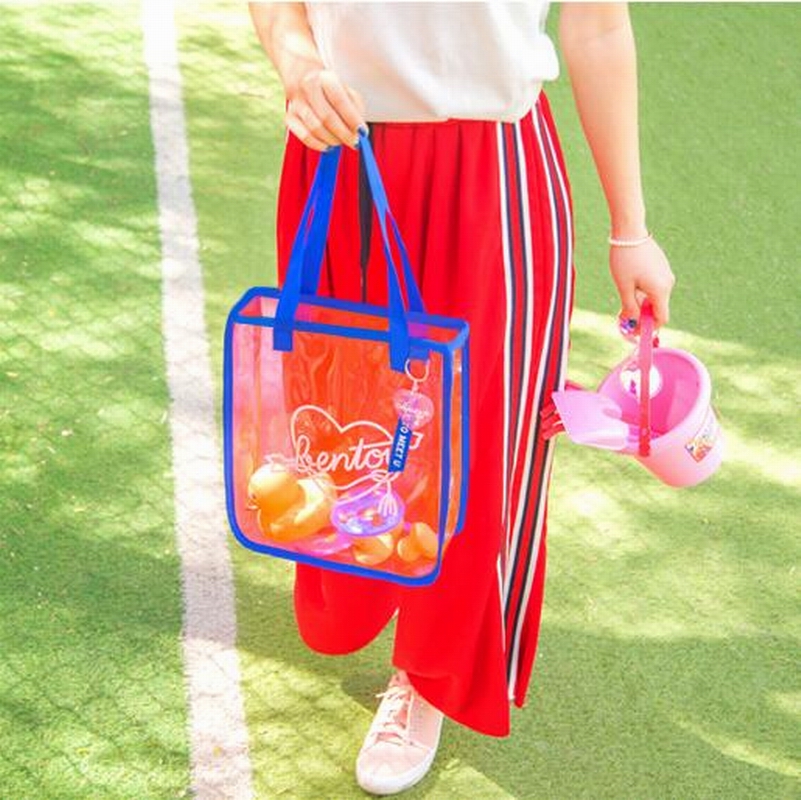 High quality Brand Summer Women Shoulder Bag Casual PVC Open Shopper Bag Fashion Cartoon Print Lucency Beach Handbag Feminina
