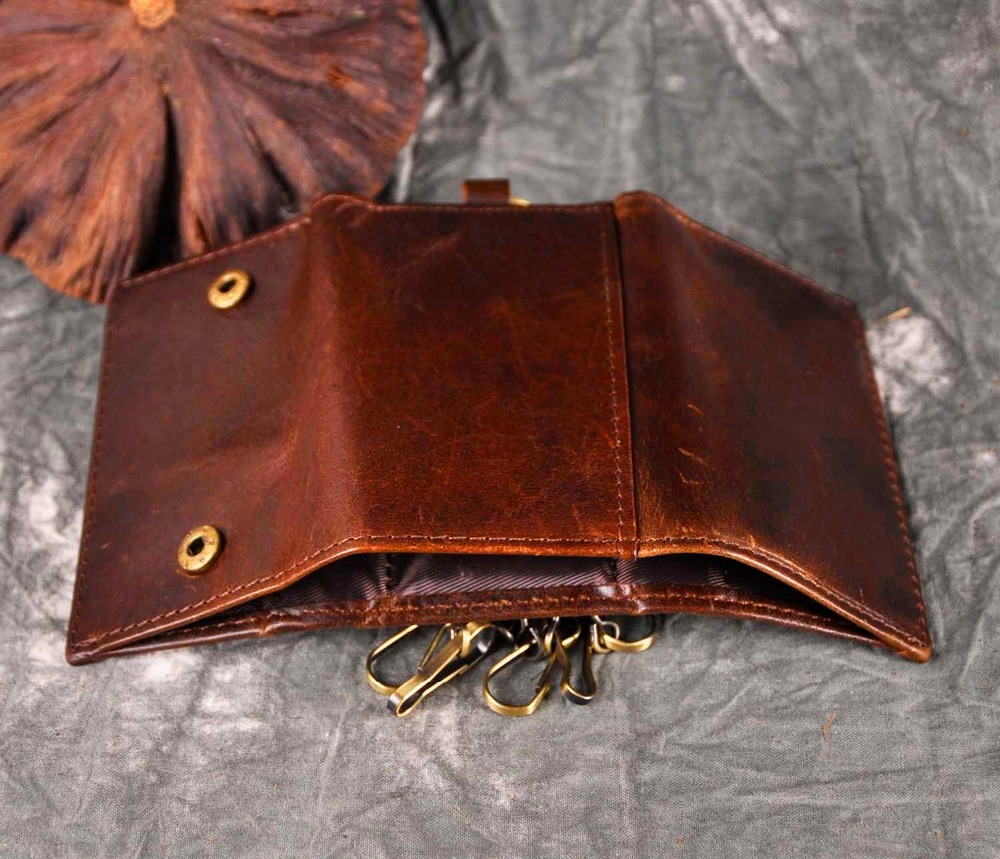 Original Leather Men Fashion Multifunction Coin Wallet Car Remote Case Key Ring Case Holder Chain Designer Key Package Bag 230-C