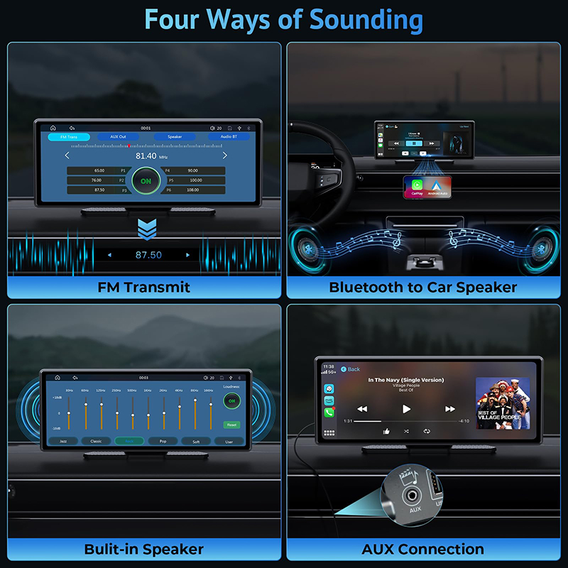 10.26" Wireless CarPlay Screen for Car,Wireless Apple CarPlay & Android Auto,Portable Car Stereo with GPS Navigation, Mirror Link for All Vehicle