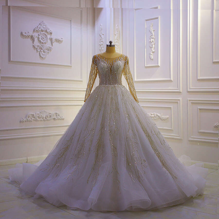 Long Sleeve Lace Lace Tiers Mermaid Wedding Dress