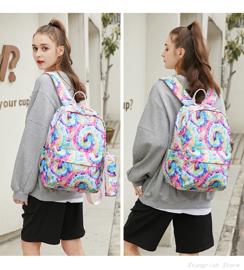 3PCS School Backpack for Girls Kids Backpack for Girls with Lunch Box Pencil Case Cute Bookbag for Elementary Middle School