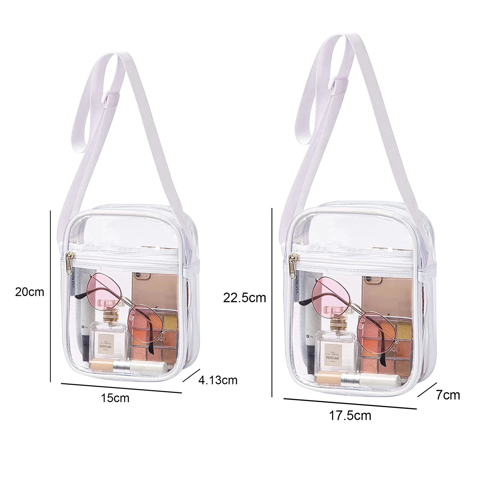 Women Transparent Clear Purse Crossbody Shoulder Bags With Removable Strap Stadium Approved Bags Zipper Closure