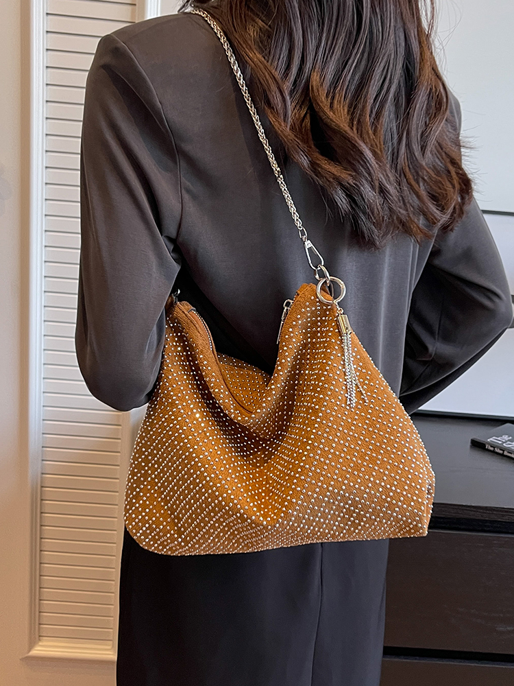 Summer Versatile Chains Single Shoulder Pack Fashion Textured Diamond Large Capacity Commuting Handbag Casual Tote Bag