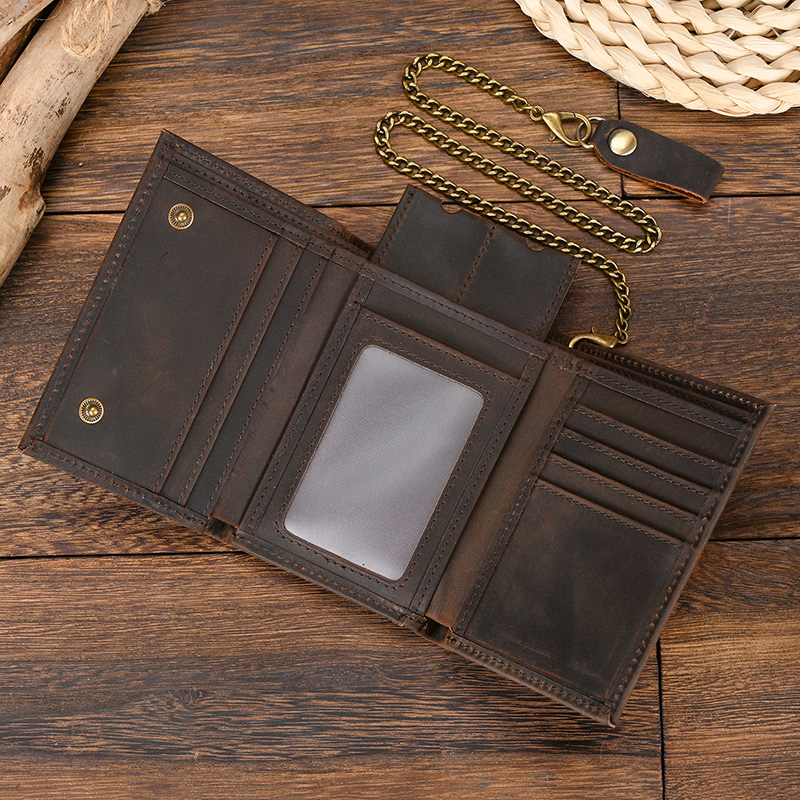 Cowhide Short Wallet Luxury Brand Men 2023 Clip Purse Wallet Chain Male Card Holder Genuinie Leather Coin Purse Dropshipping
