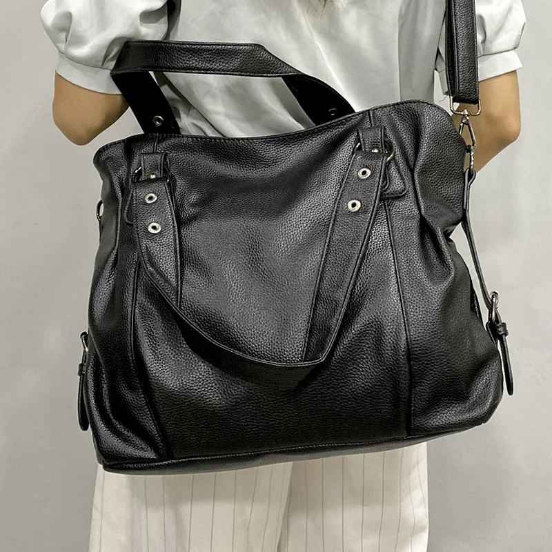 Women's Large Hobos Shoulder Bag Quality Pu Leather Retro Sweethearts Handbags Commuter Shopper Travel Female Crossbody Bags Sac