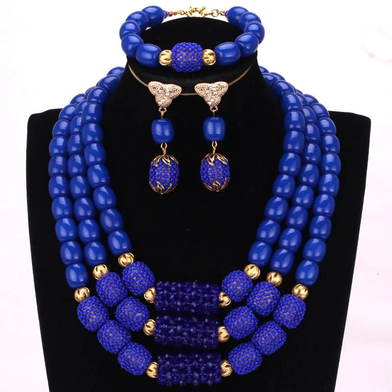 Dudo 10 color 3-layer artificial coral beads African Nigeria wedding jewelry set 241106