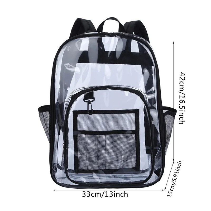 Transparent PVC backpack waterproof casual book bag large capacity simple and portable transparent for women 241106