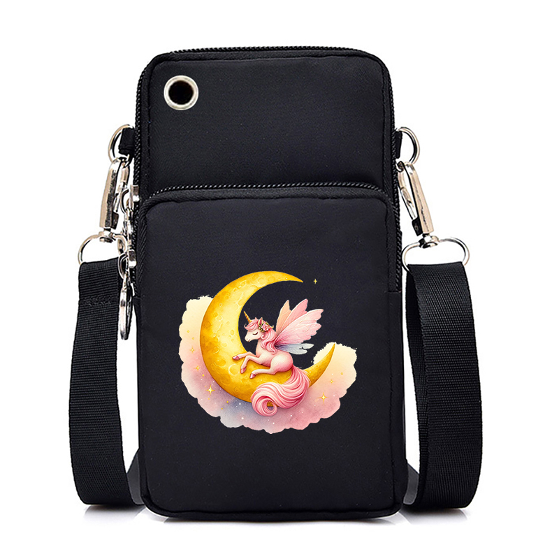 Pink Art Unicorn 26 Alphabet Designer Bag Cell Phone Bag Women Fashion Portable Small Outdoor Sports Arm Shoulder Crossbody Bag