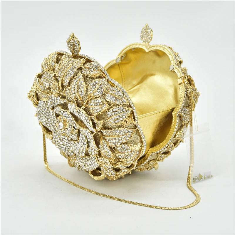 New Round Shape Metal Belt with Rhinestones Nigerian Ladies Clutch Luxury Ladies Party Banquet Bag Design Clutch Bag Party Bag