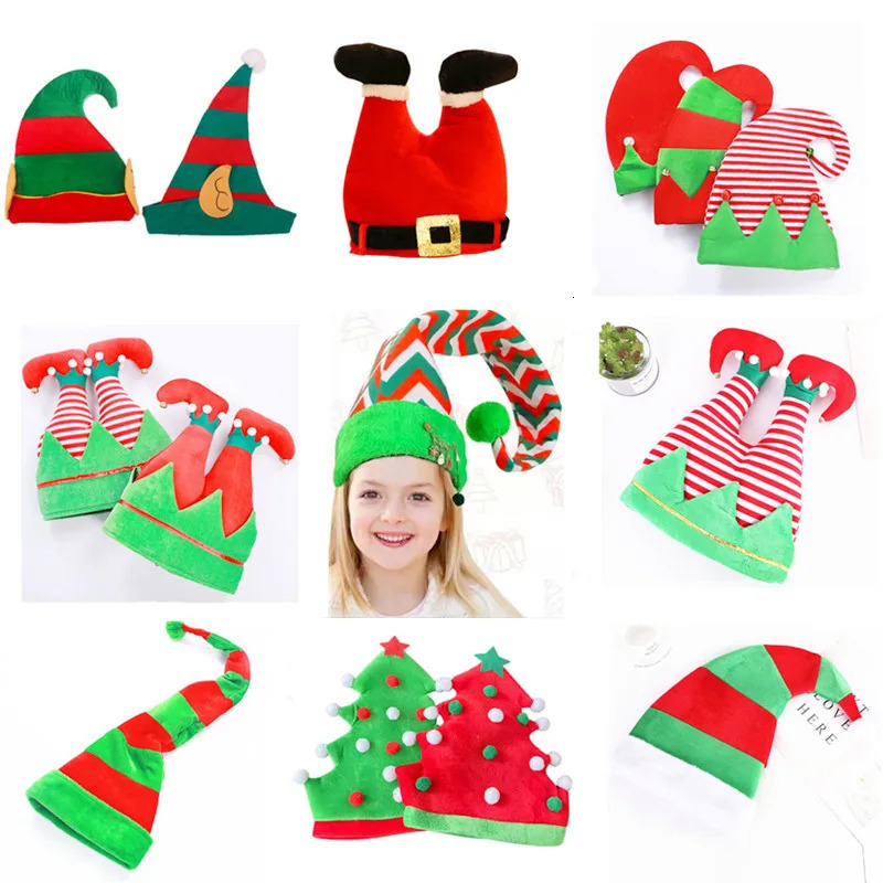 Holiday party elf hat clown hat hip-hop hat creative line leg hat Christmas tree hat Christmas tree hat Christmas tree hat 241106
