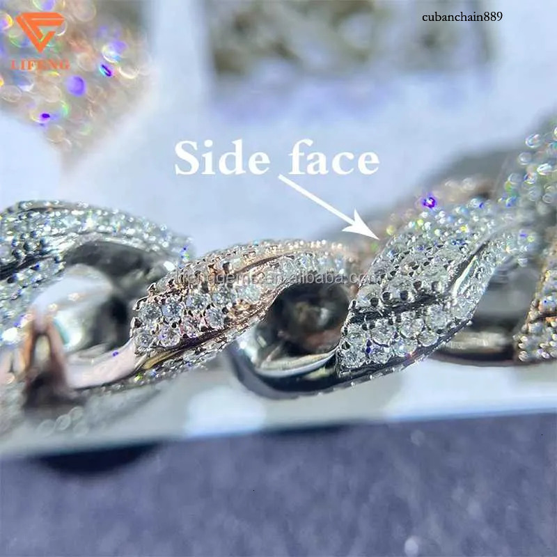 Customization Hip hop k Necklace White Gold Plated Iced Out Moissanite Dia Cuban Chain