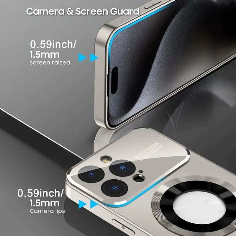 Luxury Glass Window MagSafe Compatible Case for iPhone 11/12/13/14/15 Pro Max Plus - Wireless Charging Ready, Shockproof PC Hard Cover (Drop Protectio