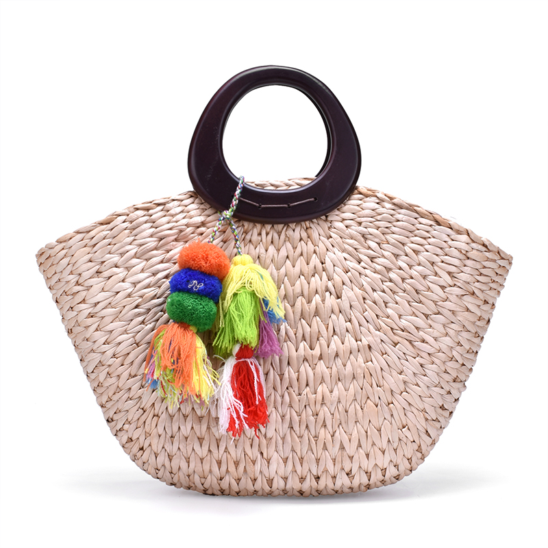 Retro simple handmade straw bag Summer new Portable hand bag Women's holiday casual bag