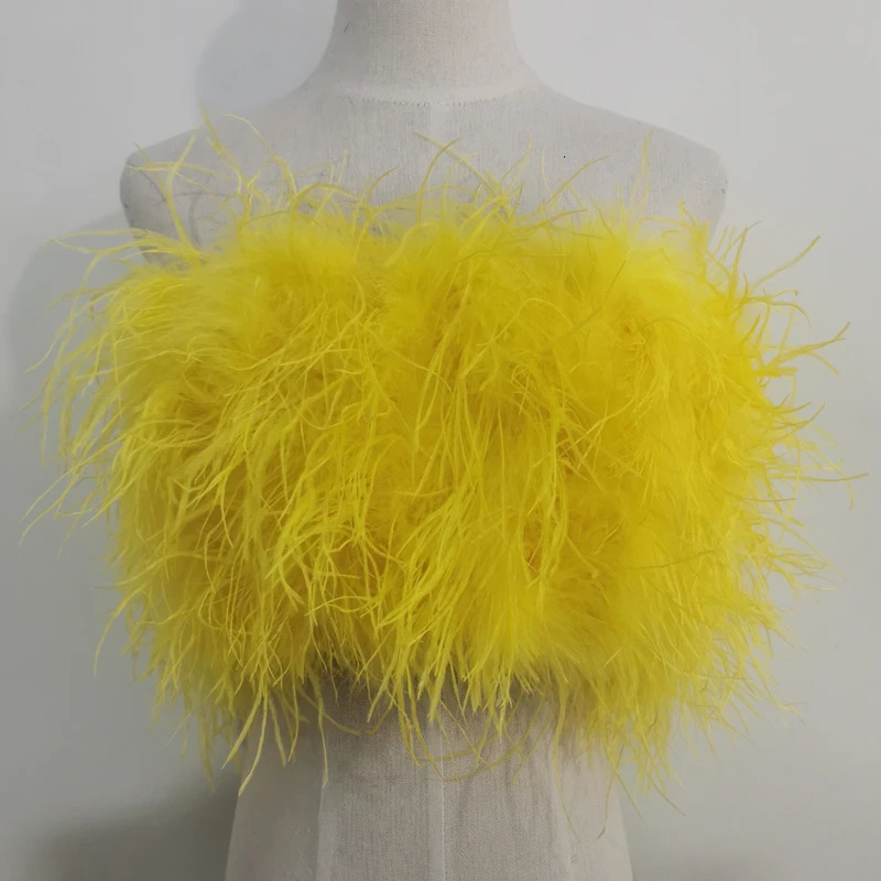 Length 22cm 100% natural ostrich fur bra underwear womens fur coat 241106