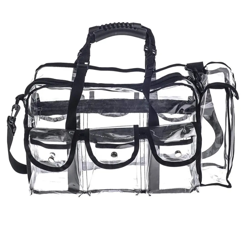 Makeup bag Transparent travel makeup bag with 5 outer pockets and shoulder straps Zipper toilet bag Beach bag 241107
