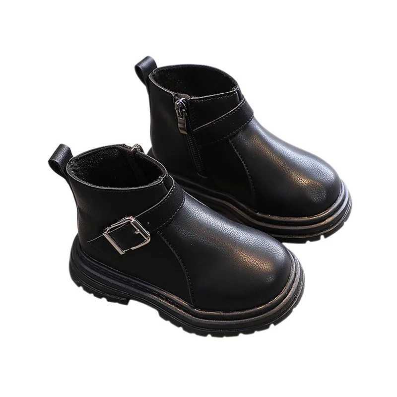 Autumn Winter Kids Boys Girls British Sle Boots Childrens Side Zipper Non-Slip Boots Baby Warm leather BootsXJ241206