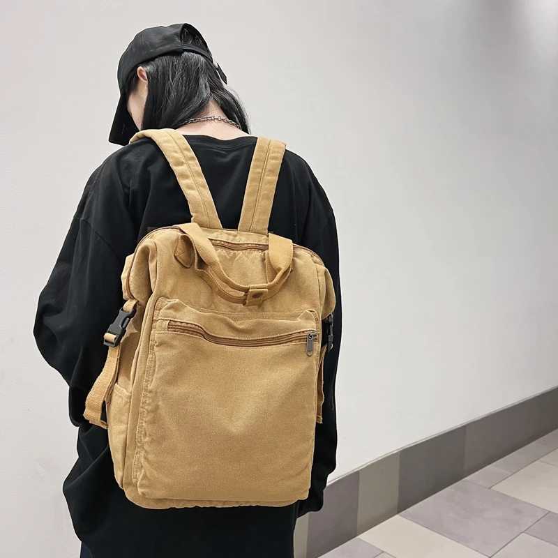 Unisex Shoulder Backpack Casual Solid Color Hiking Outdoor Sport School Bag Large Capacity Travel Laptop Rucksack 241107