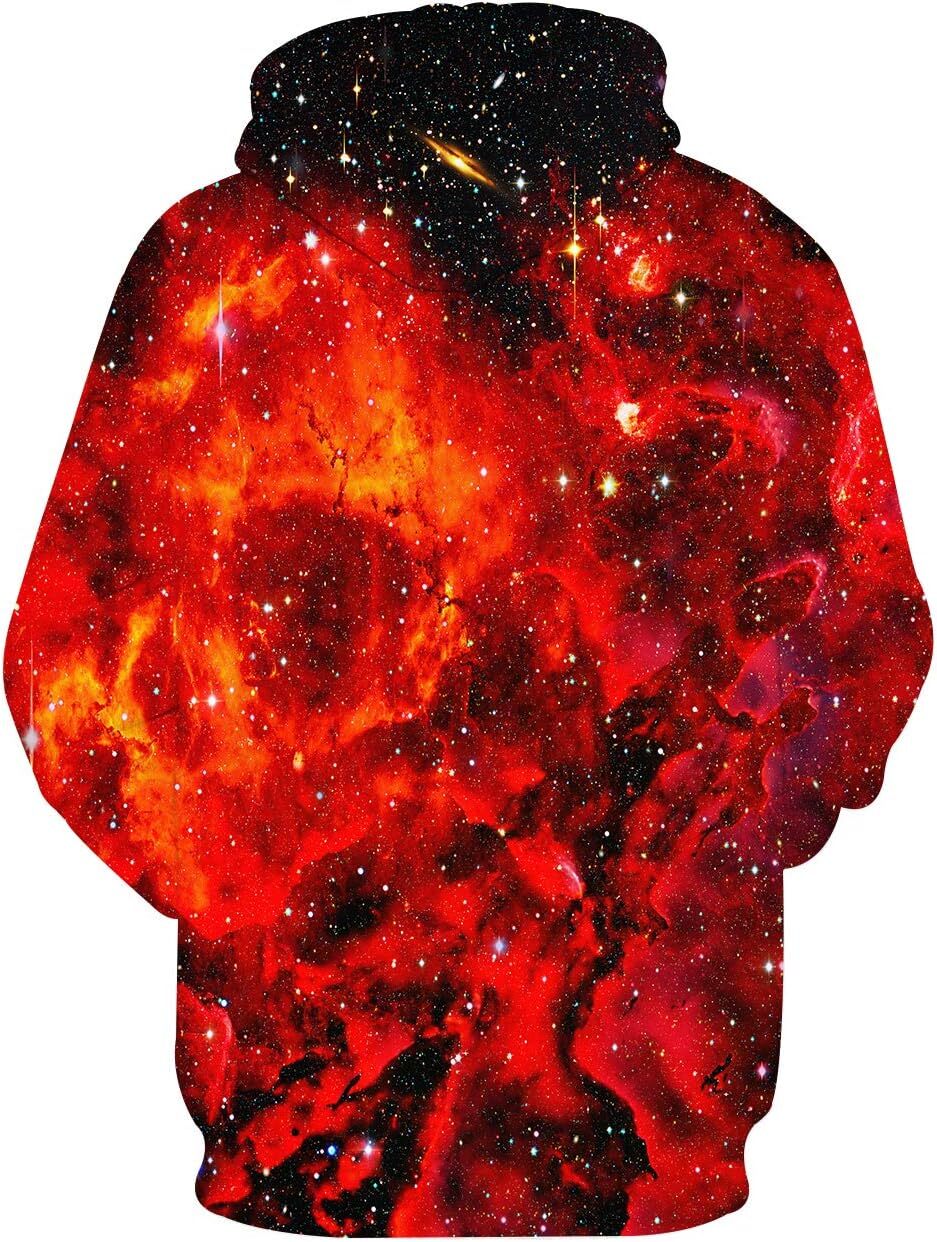 Hoodie for Mens Womens Unisex 3D Novelty Hoodies for Men Women Cool Graphic Pullover Sweatshirts with Pockets Graphic red