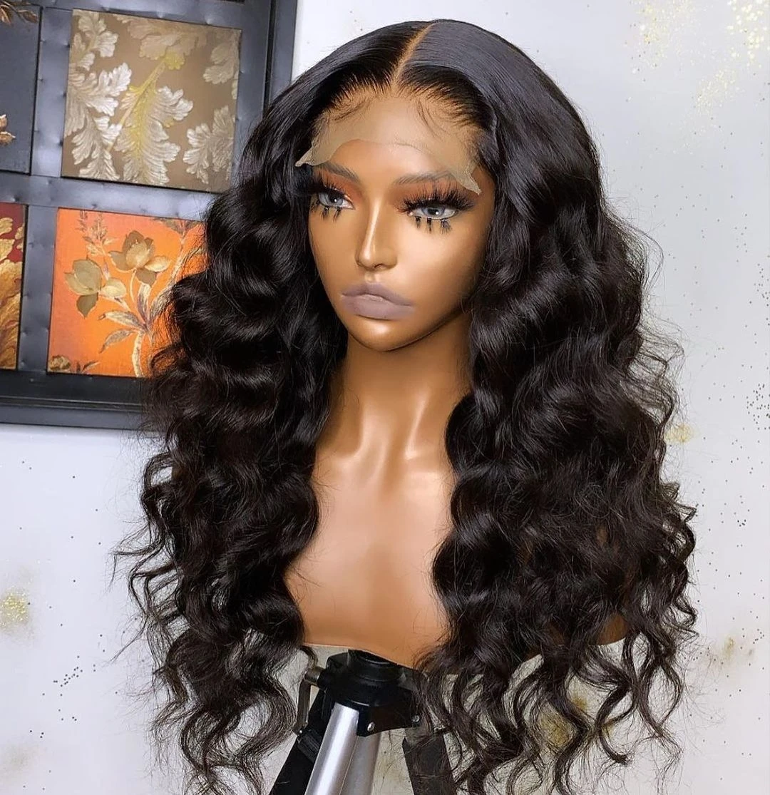 Peruvian Soft Hair 13x4 Loose Deep Wave Lace Front Human Hair Wigs for Women Remy Black /red/blonde HD Transparent Lace Frontal Wig