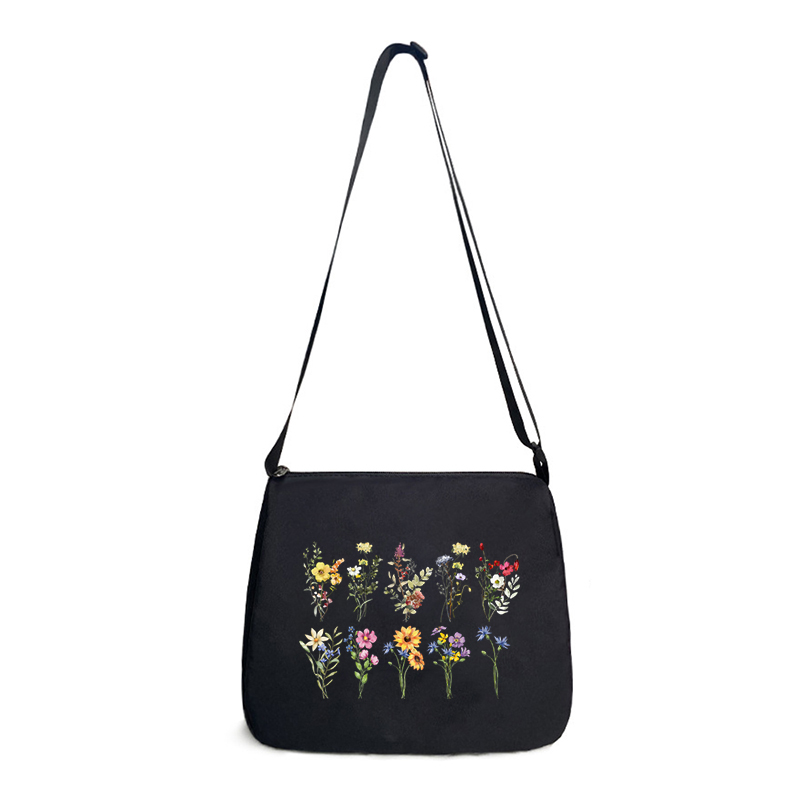 Underarm Bags Wildflowers Tote Bag Women Daisy Rose Lavender Crossbody Bag Teen Plant Style Female Portable Shoulder Handbags