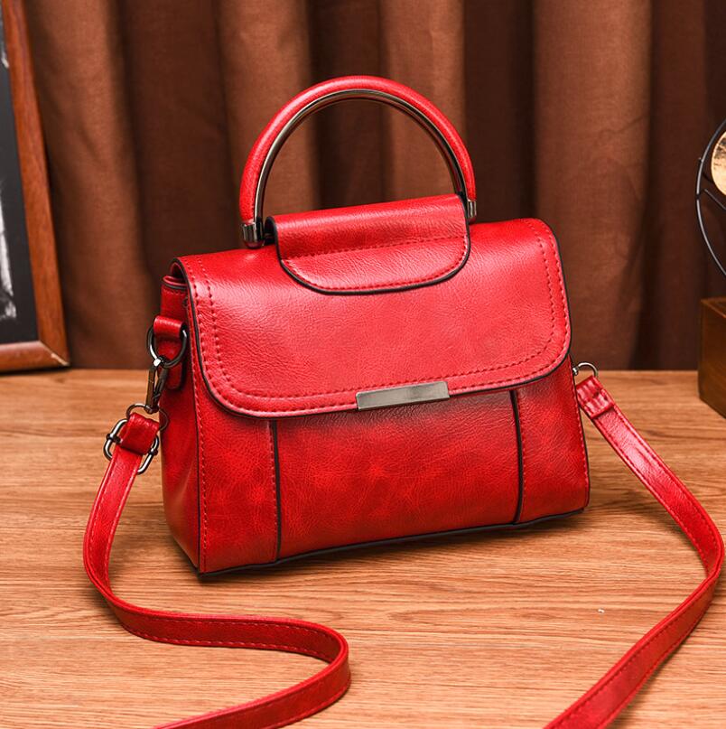 New 2020 oilskin single-shoulder handbag PU pure color small square bag sac a main ladies hand bags sac main femme bolsos mujer