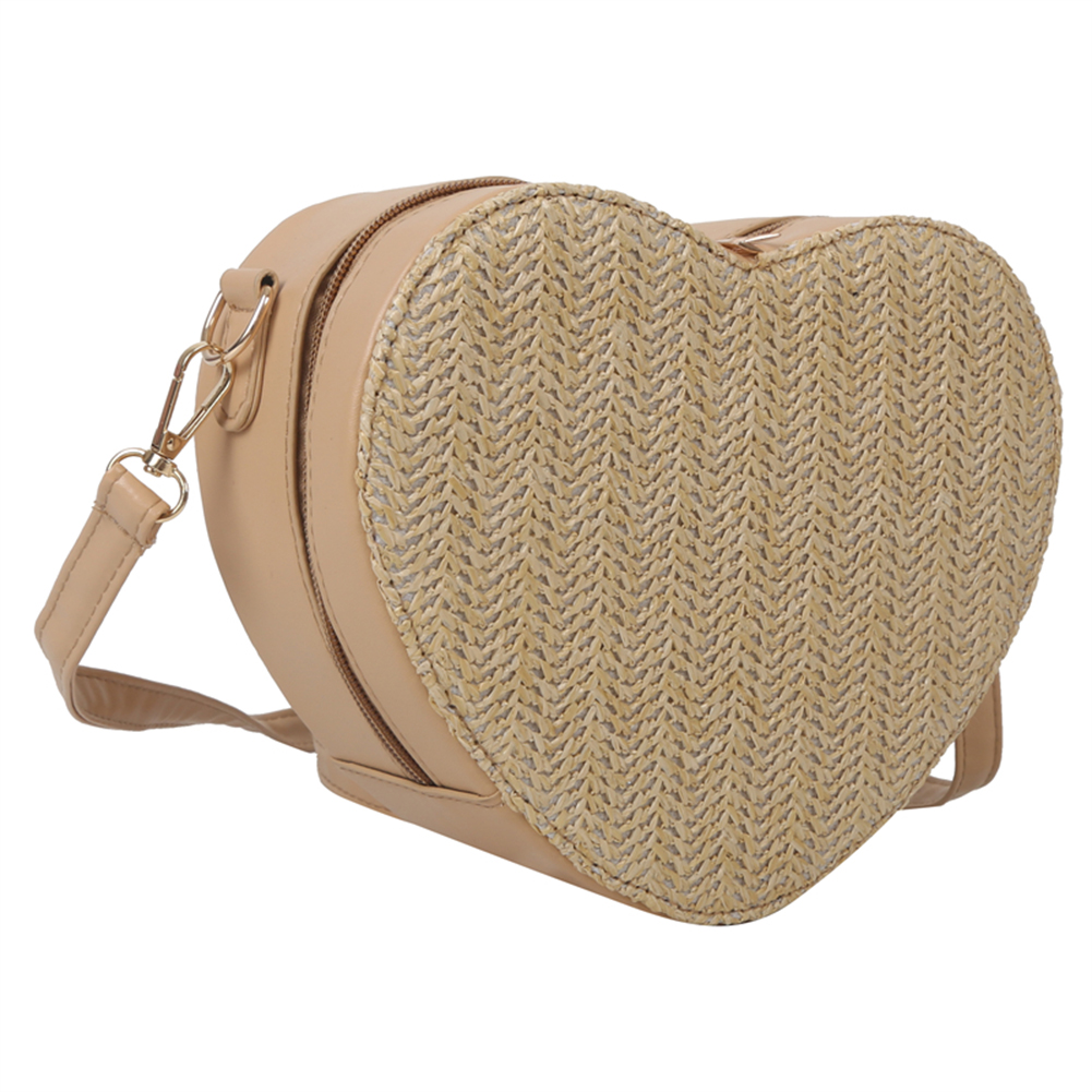 Women Fashion Satchel Bags Large Capacity Straw Messenger Bag Casual Zipper Breathable Solid Color Ins for Travel Vacation Daily