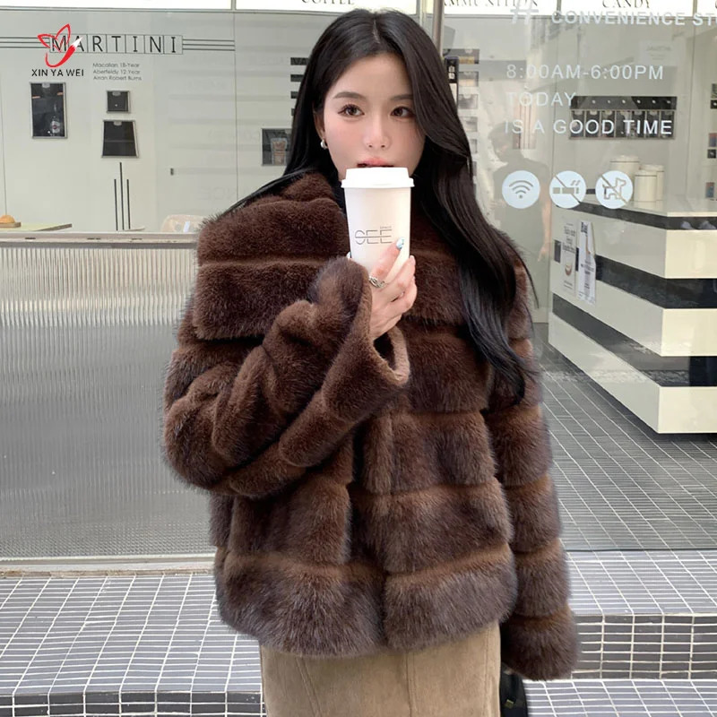 Winter Artificial Mink Coat Wmen Jacket Crystal Hook Street Stryle Warm Coat Artificial Mink Coat Womens 241107