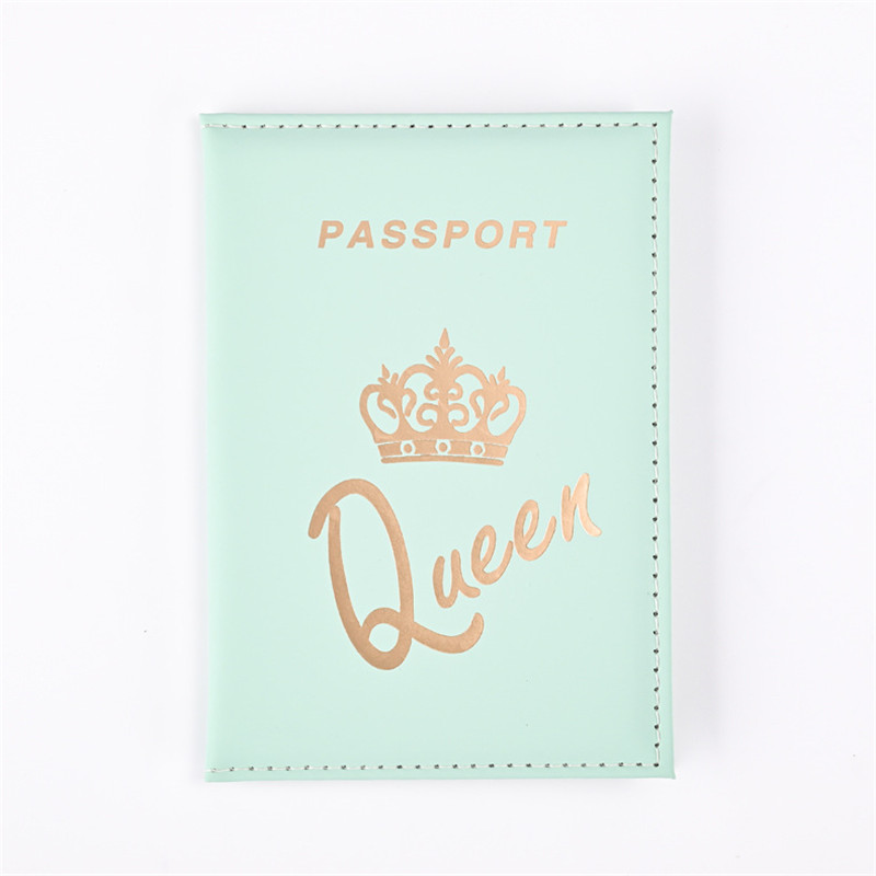 Fashion King Queen Crown Print Passport Cover Women Men Travel Ticket Storage Pocket Waterproof Passport Credit Card Holder